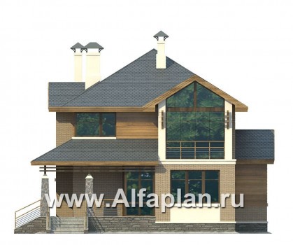 Проекты домов Альфаплан - «Вектор» - современный загородный коттедж - превью фасада №1