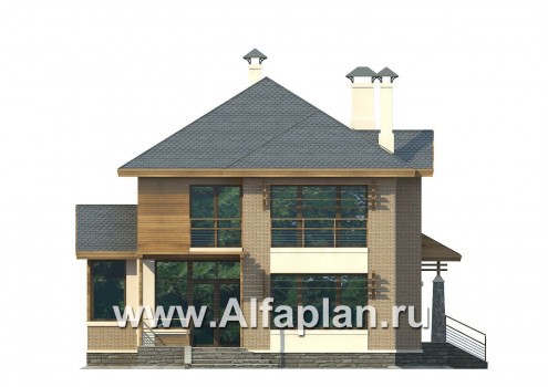 Проекты домов Альфаплан - «Вектор» - современный загородный коттедж - превью фасада №4