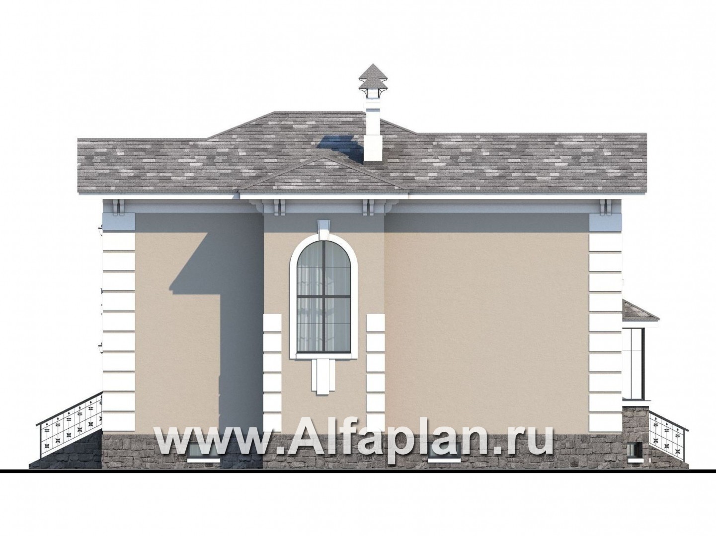 Проекты домов Альфаплан - «Репутация»- аристократический коттедж с цоколем - изображение фасада №2