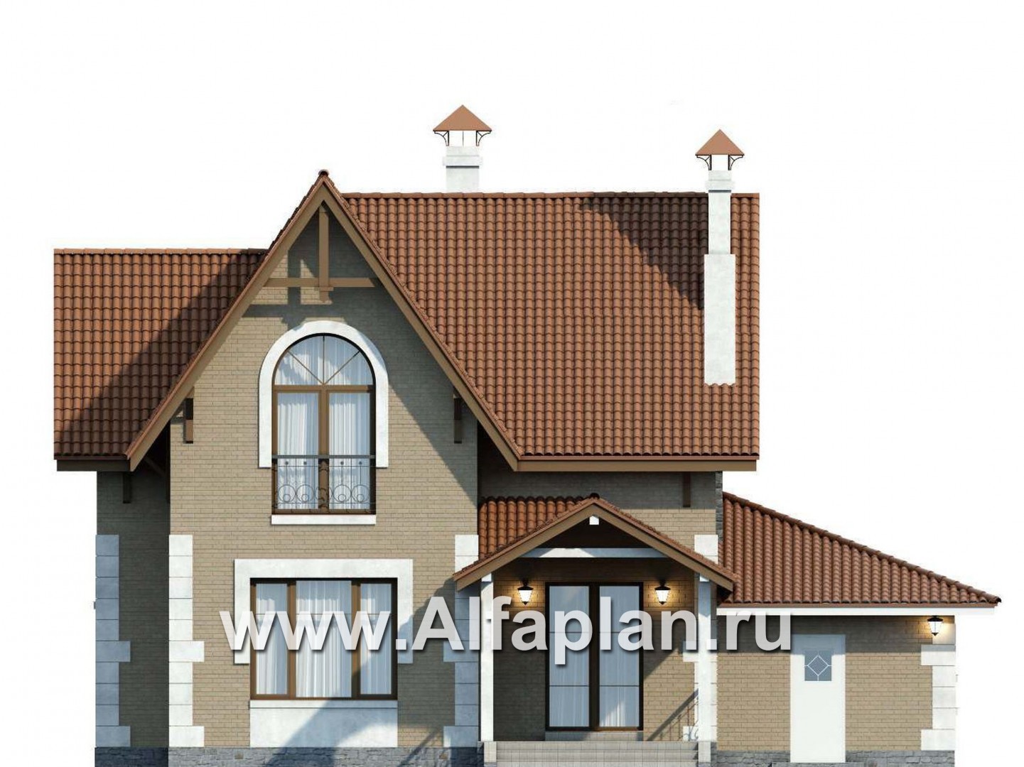 Проекты домов Альфаплан - «Примавера» - компактный коттедж c теплым гаражом - изображение фасада №4