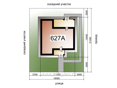 «Онега» - проект одноэтажного дома из газобетона, 2 спальни, с террасой, отличная планировка - превью дополнительного изображения №3