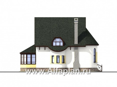 Проекты домов Альфаплан - «Онегин» - дуплекс (дом на две семьи) в стиле замка - превью фасада №3