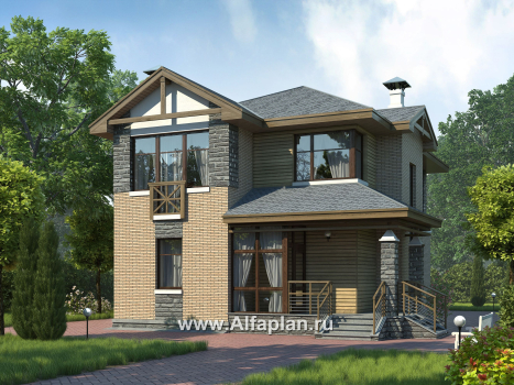 Проекты домов Альфаплан - «Оникс» - компактный двухэтажный дом для небольшого участка - превью основного изображения