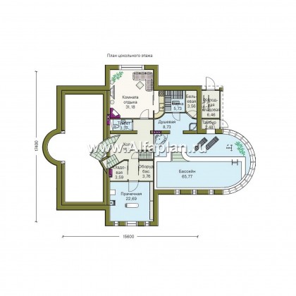 «ИДЕНТИФИКАЦИЯ» - проект роскошной современной усадьбы, планировка со вторым светом, с бассейном и сауной, с зимним садом - превью план дома