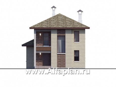 «Рациональ» - проект двухэтажного дома из кирпича, с балконом - превью фасада дома