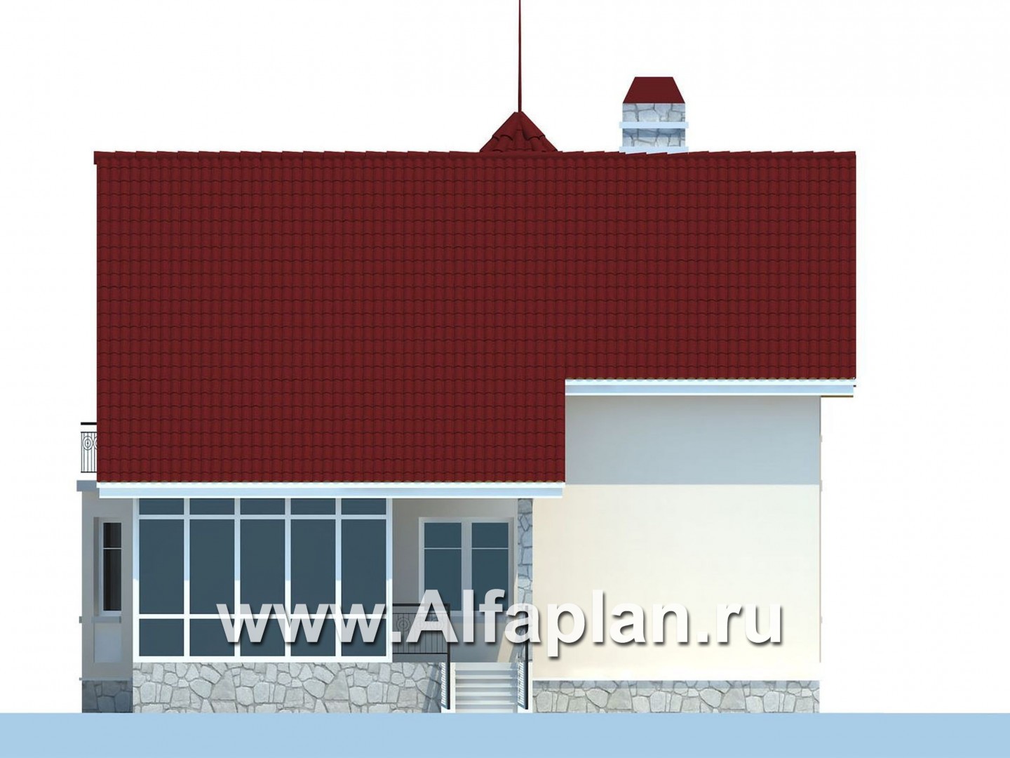 Проекты домов Альфаплан - «Висбаден» - изящный коттедж с эркером над входом - изображение фасада №4