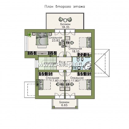 Проекты домов Альфаплан - «Брилланте» - яркий  коттедж с пирамидальной кровлей - превью плана проекта №2
