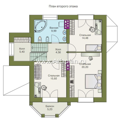 Проекты домов Альфаплан - «Корвет» - трехэтажный коттедж с двумя гаражами - превью плана проекта №3