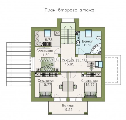 Проекты домов Альфаплан - «Арктур»  - современный мансардный дом - превью плана проекта №2