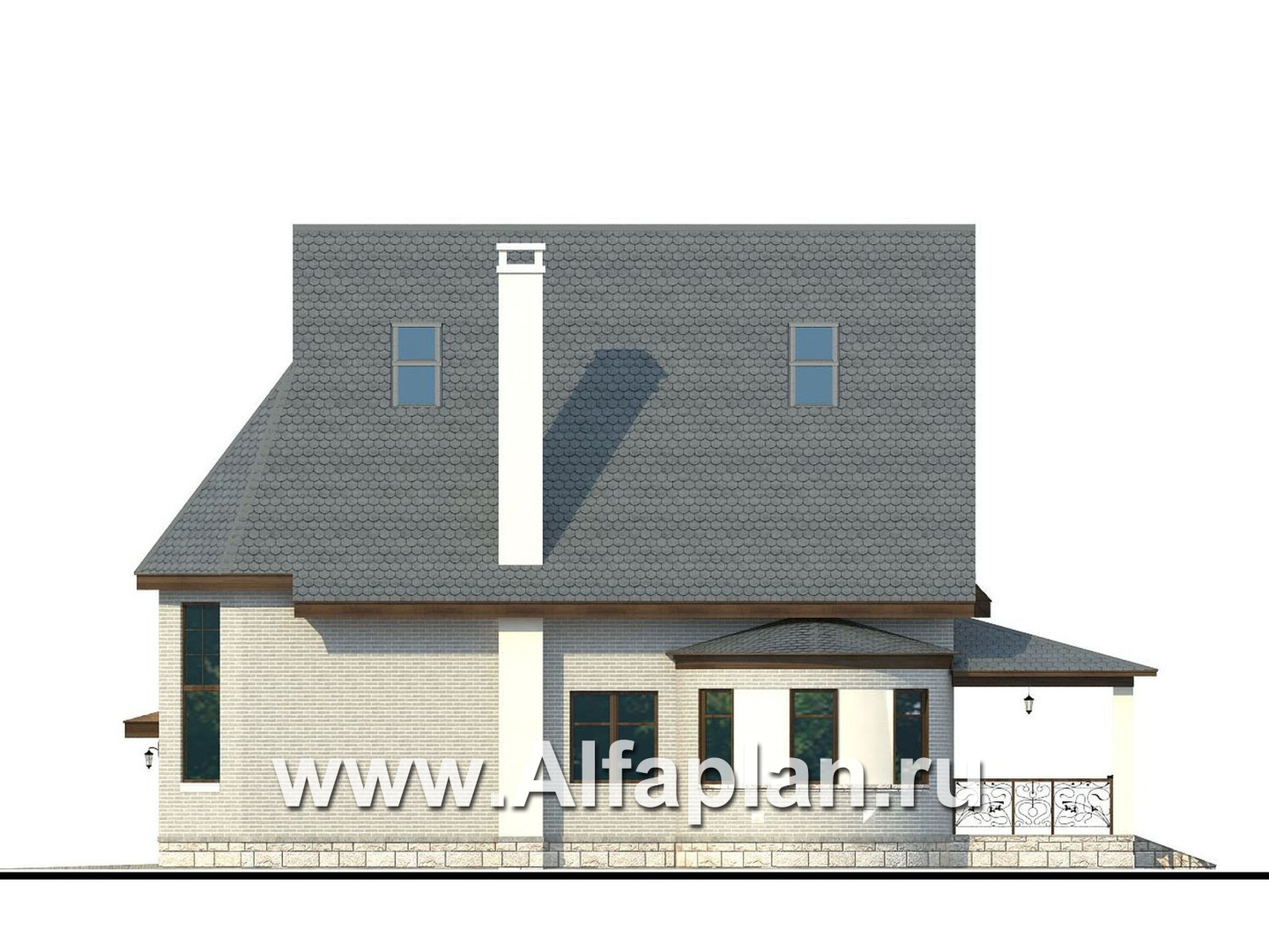 Проекты домов Альфаплан - «Ленский» - романтический дом  для большой семьи - изображение фасада №2