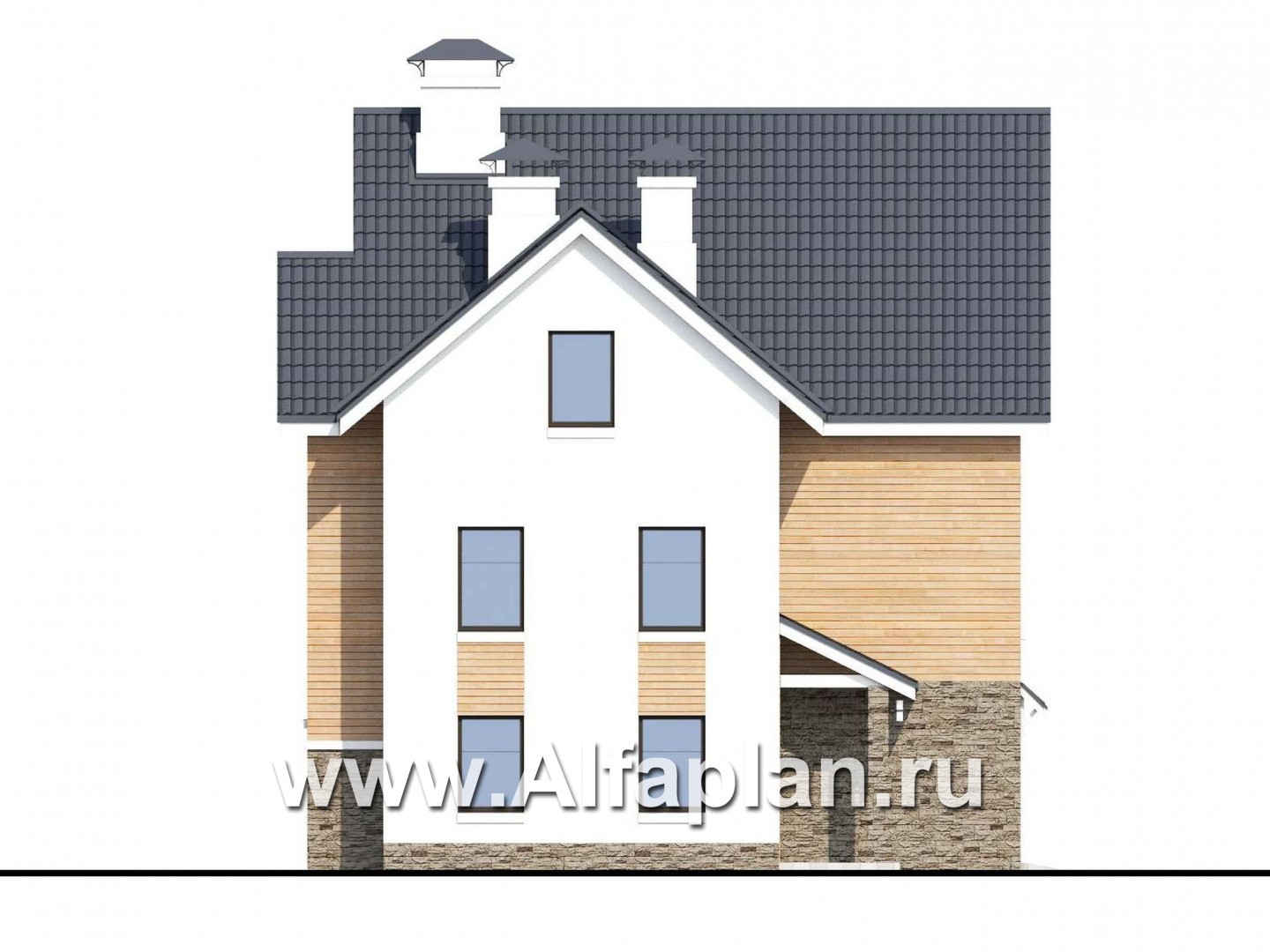 Проекты домов Альфаплан - «Сапфир» - трехэтажный дом с большим гаражом для маленького участка - изображение фасада №3
