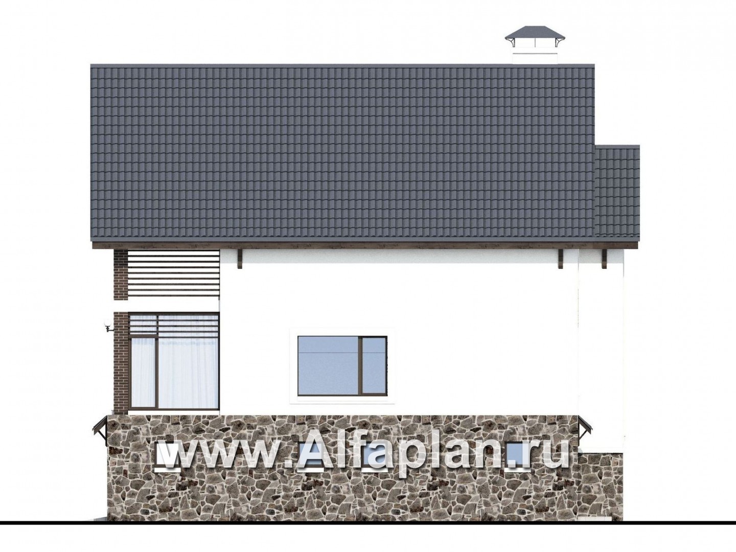 Проекты домов Альфаплан - «Фея снов» - трехэтажный дом с гаражом, террасой и лоджией - изображение фасада №2