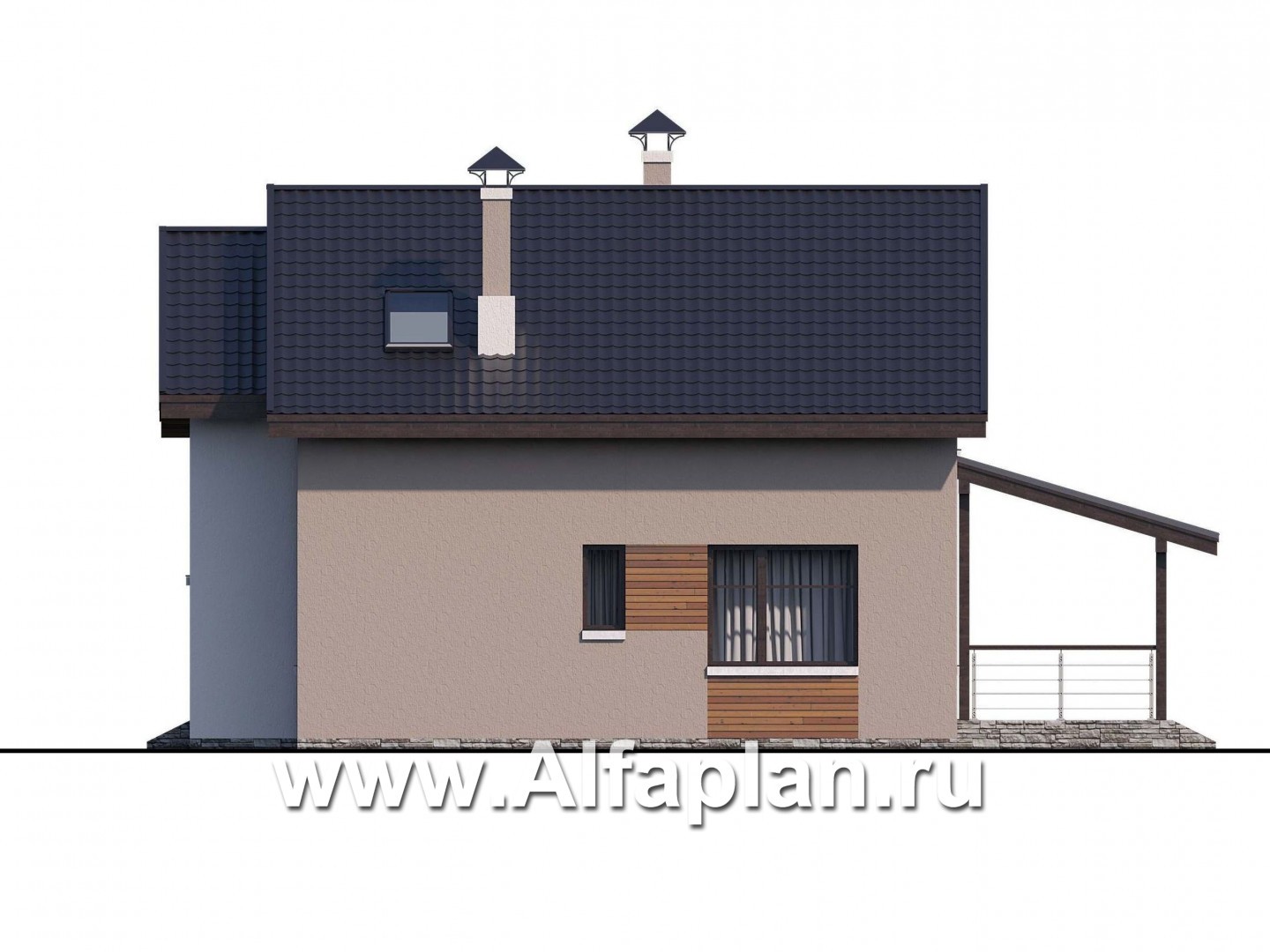 Проекты домов Альфаплан - «Рациональ» - компактный коттедж с двускатной кровлей - изображение фасада №2