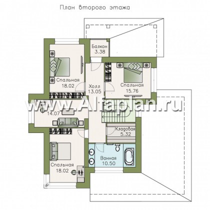 Проекты домов Альфаплан - «Эридан» - современный стильный дом с террасой и гаражом - превью плана проекта №2