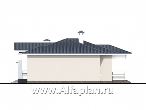 «Бирюса» - проект одноэтажного коттеджа, с террасой, планировка 2 спальни, для небольшой семьи - превью фасада дома