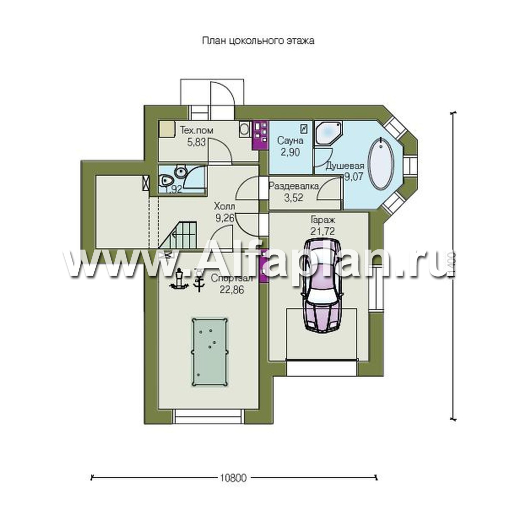 Проекты домов Альфаплан - «Корвет» - проект дома с гаражом и спортзалом - изображение плана проекта №1