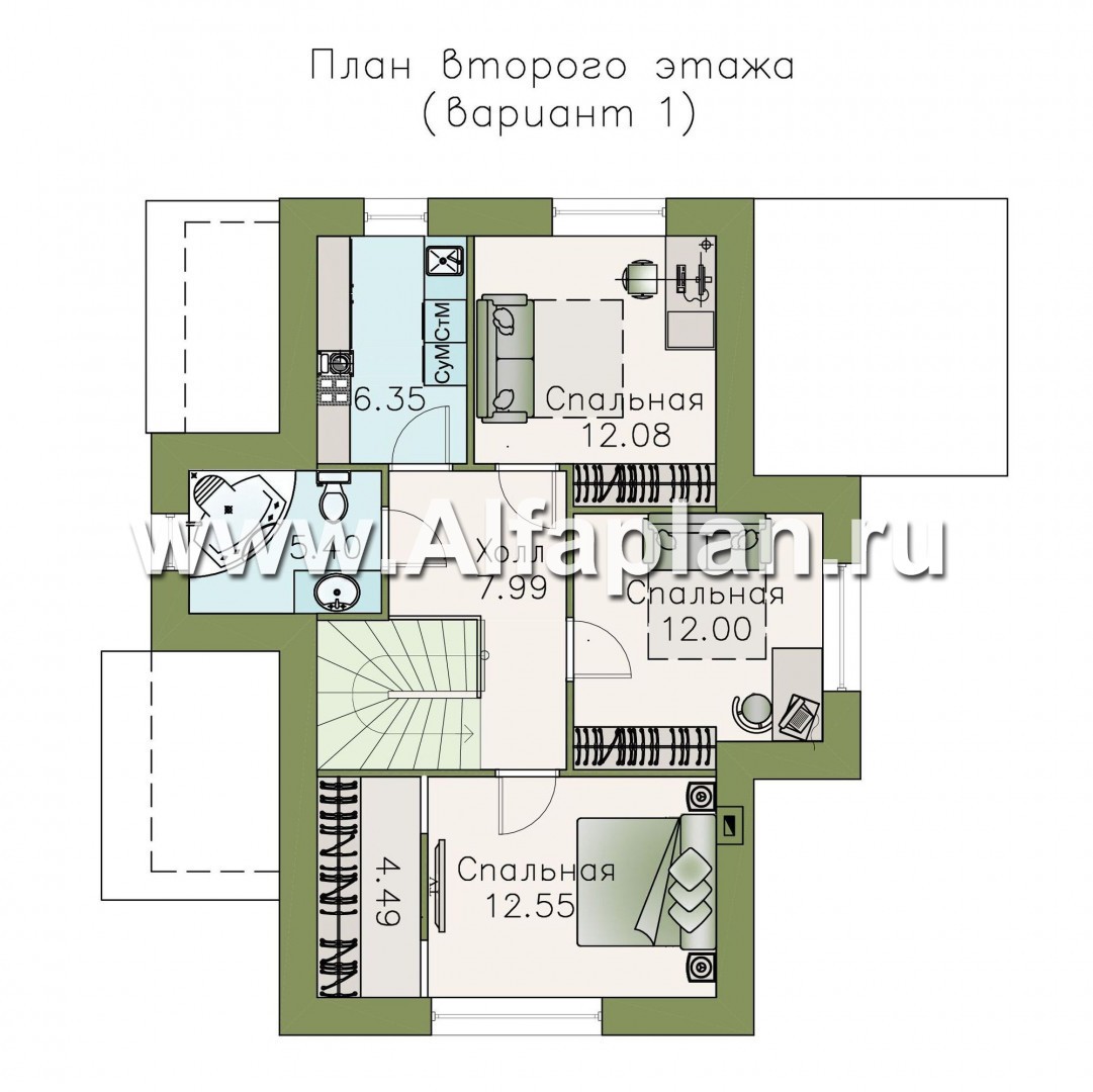 Проекты домов Альфаплан - «Малая Родина» - компактный и комфортный загородный дом - изображение плана проекта №2