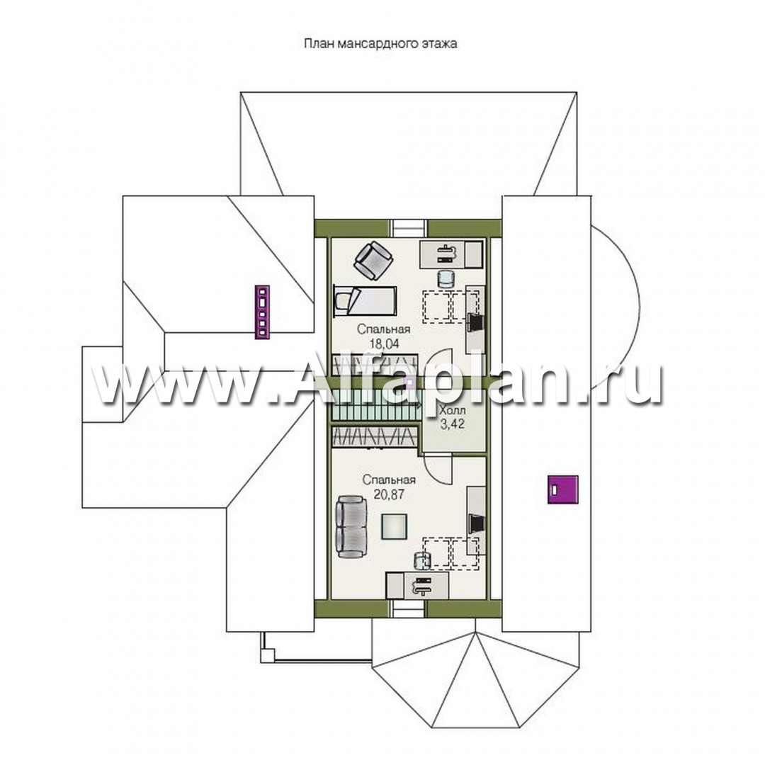 Проекты домов Альфаплан - «Пенаты» - дом с богатой живописной архитектурой - изображение плана проекта №3