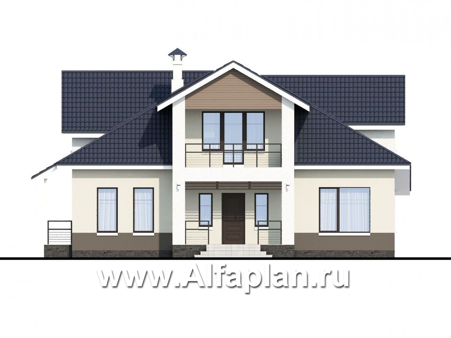 Проекты домов Альфаплан - «Кластер Персея» - дом с двумя жилыми комнатами на 1 эт и с мансардой - изображение фасада №1