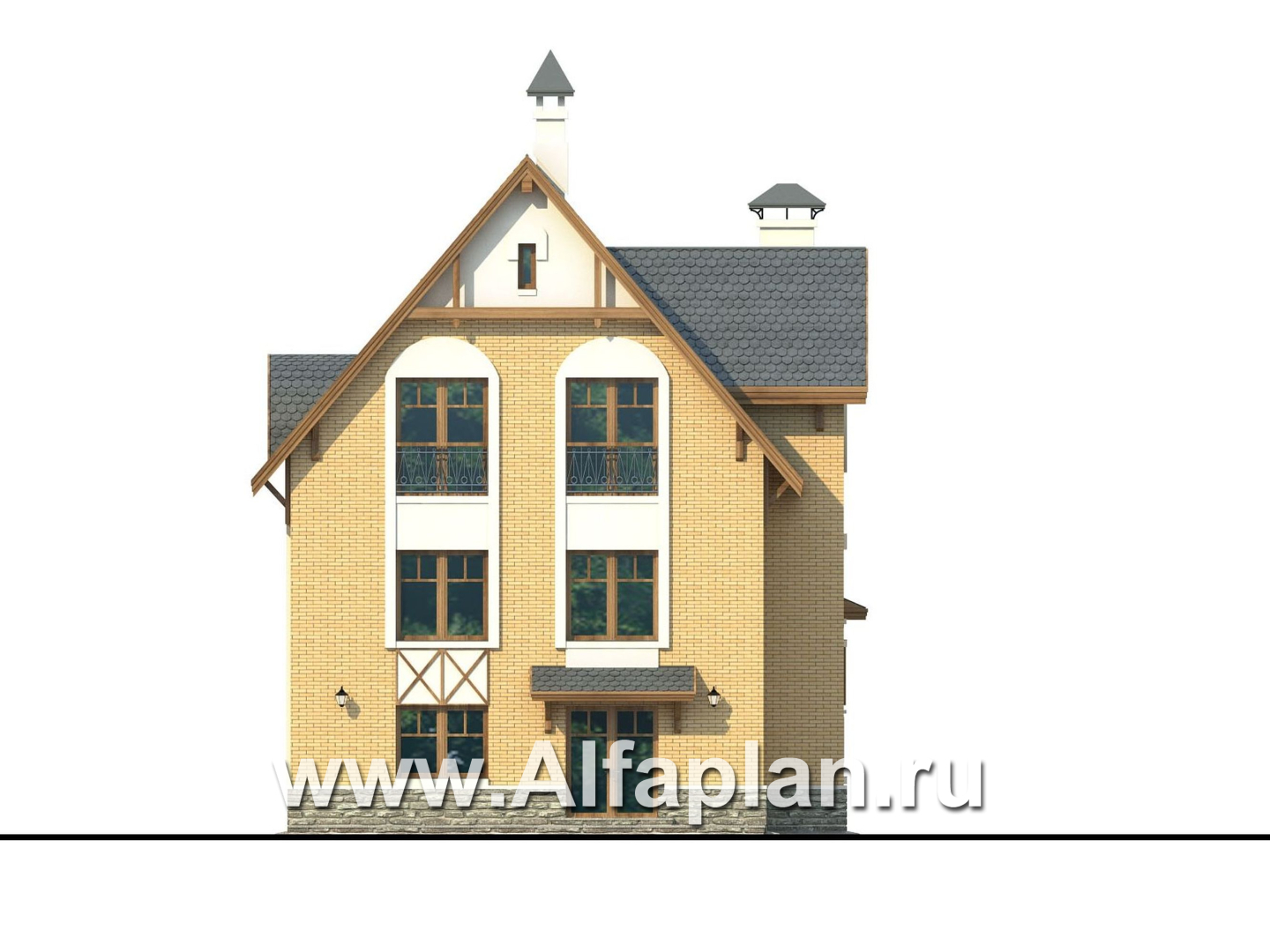 Проекты домов Альфаплан - Дом из газобетона «Индиго» - изображение фасада №4