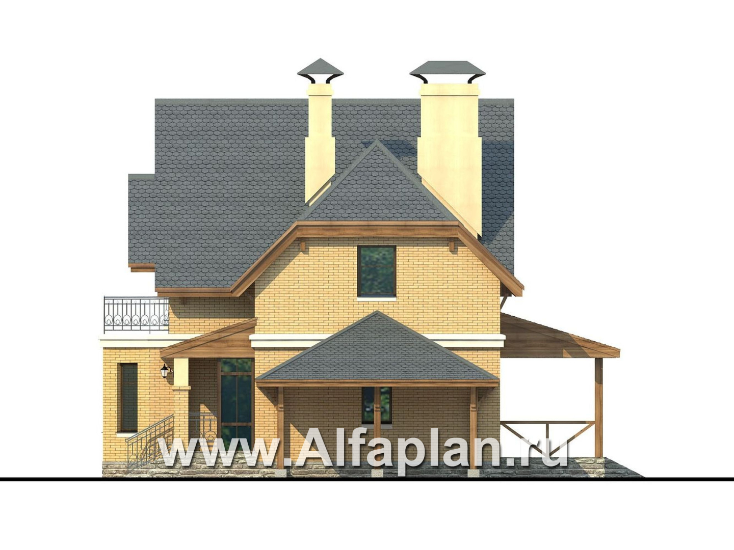 Проекты домов Альфаплан - «Шевалье» — компактный дом с балконом над эркером - изображение фасада №2