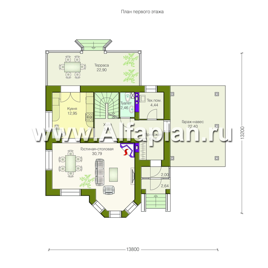 Проекты домов Альфаплан - Дом из газобетона «Шевалье» - план проекта №1