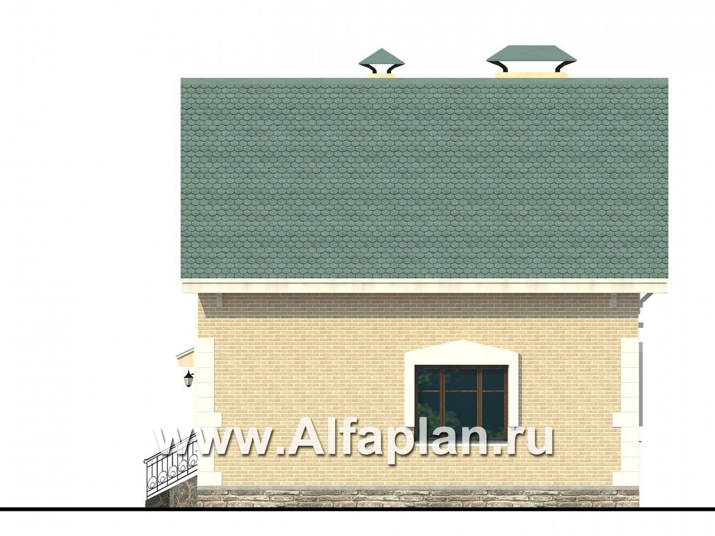 Проекты домов Альфаплан - Проект дома с мансардой из газобетона «Оптима», отличная планировка, фото - изображение фасада №2