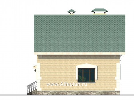 Проекты домов Альфаплан - Проект дома с мансардой из газобетона «Оптима», отличная планировка, фото - превью фасада №2