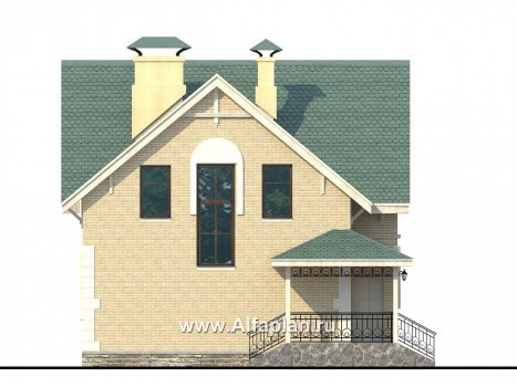 Проекты домов Альфаплан - Проект дома с мансардой из газобетона «Оптима», отличная планировка, фото - превью фасада №3