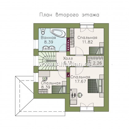 Проекты домов Альфаплан - Дом из газобетона «Оптима» для загородного отдыха - превью плана проекта №2