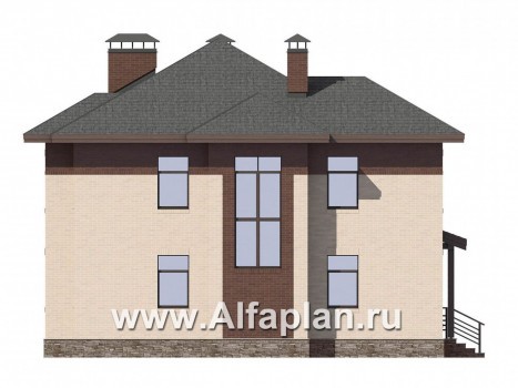 Проект двухэтажного дома, с террасой, планировка 5 спален, в современном стиле - превью фасада дома