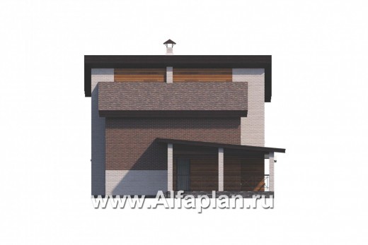 «Стимул» - проект двухэтажного дома, с террасой, в совремнном стиле - превью фасада дома