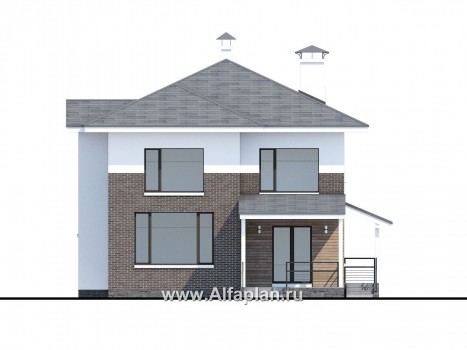 Проекты домов Альфаплан - «Сектор счастья» - стильный и компактный дом для большой семьи - превью фасада №4