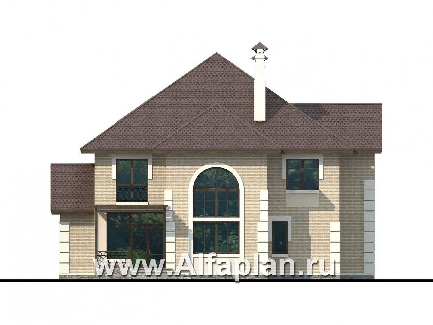Проекты домов Альфаплан - «Воронцов»- респектабельный коттедж с комфортной планировкой - изображение фасада №4