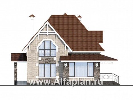 Проекты домов Альфаплан - «Галант» - небольшой мансардный дом с удобной верандой - превью фасада №1