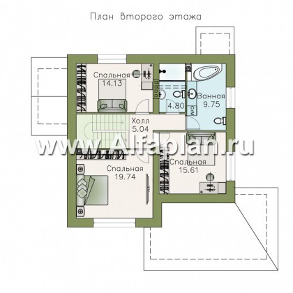 Проекты домов Альфаплан - «Галант» - небольшой мансардный дом с удобной верандой - превью плана проекта №2