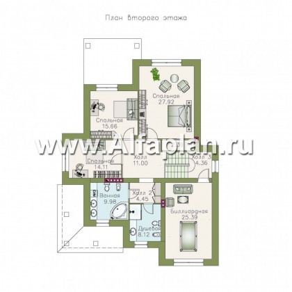 Проекты домов Альфаплан - «Кленовый лист»- комфортный дом с гаражом и бильярдной - превью плана проекта №2