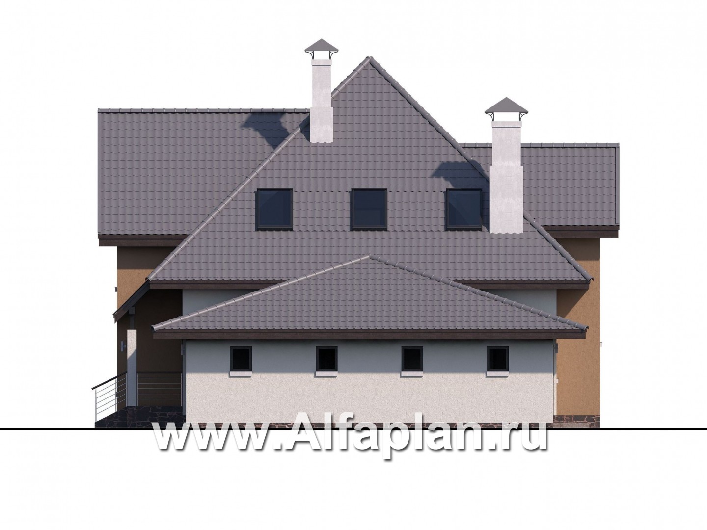 Проекты домов Альфаплан - «Гемма»  - современный мансардный дом - изображение фасада №2