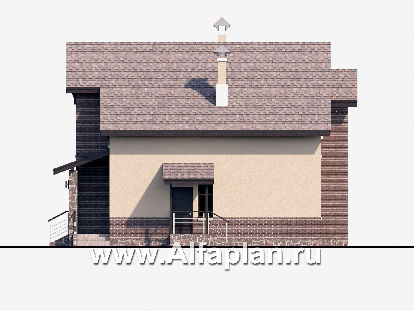 Проекты домов Альфаплан - «Клипер» - комфортный дом с двускатной крышей - изображение фасада №2
