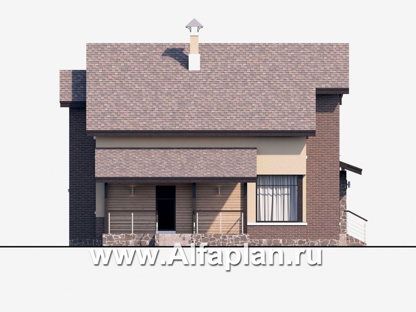 Проекты домов Альфаплан - «Клипер» - комфортный дом с двускатной крышей - изображение фасада №3