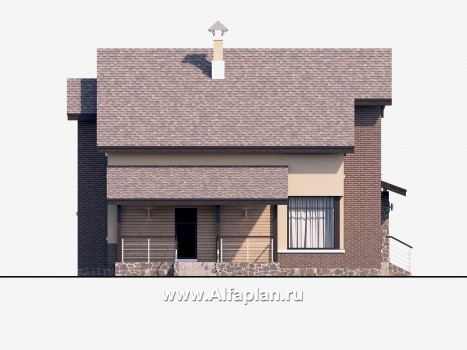 Проекты домов Альфаплан - «Клипер» - комфортный дом с двускатной крышей - превью фасада №3