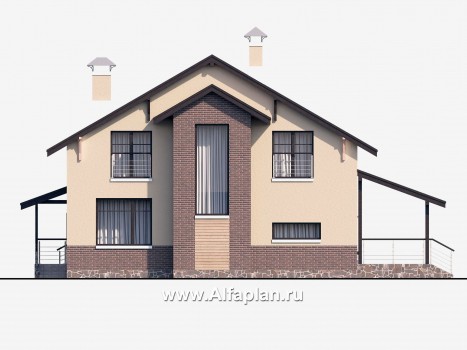 Проекты домов Альфаплан - «Клипер» - комфортный дом с двускатной крышей - превью фасада №4