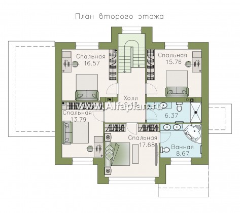 Проекты домов Альфаплан - «Клипер» - комфортный дом с двускатной крышей - превью плана проекта №2