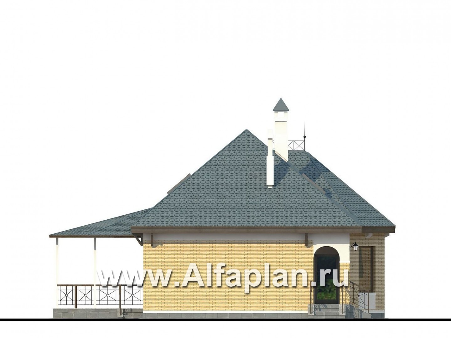 Проекты домов Альфаплан - Дом для отдыха со студией в мансарде - изображение фасада №3