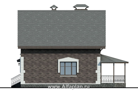 Проекты домов Альфаплан - Кирпичный дом «Оптима» для загородного отдыха - превью фасада №2