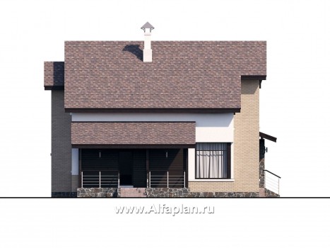 Проекты домов Альфаплан - «Клипер» - комфортный план дома, двускатная крыша - превью фасада №3