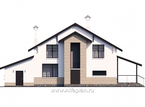 Проекты домов Альфаплан - «Клипер» - комфортный дом с двускатной крышей - превью фасада №4