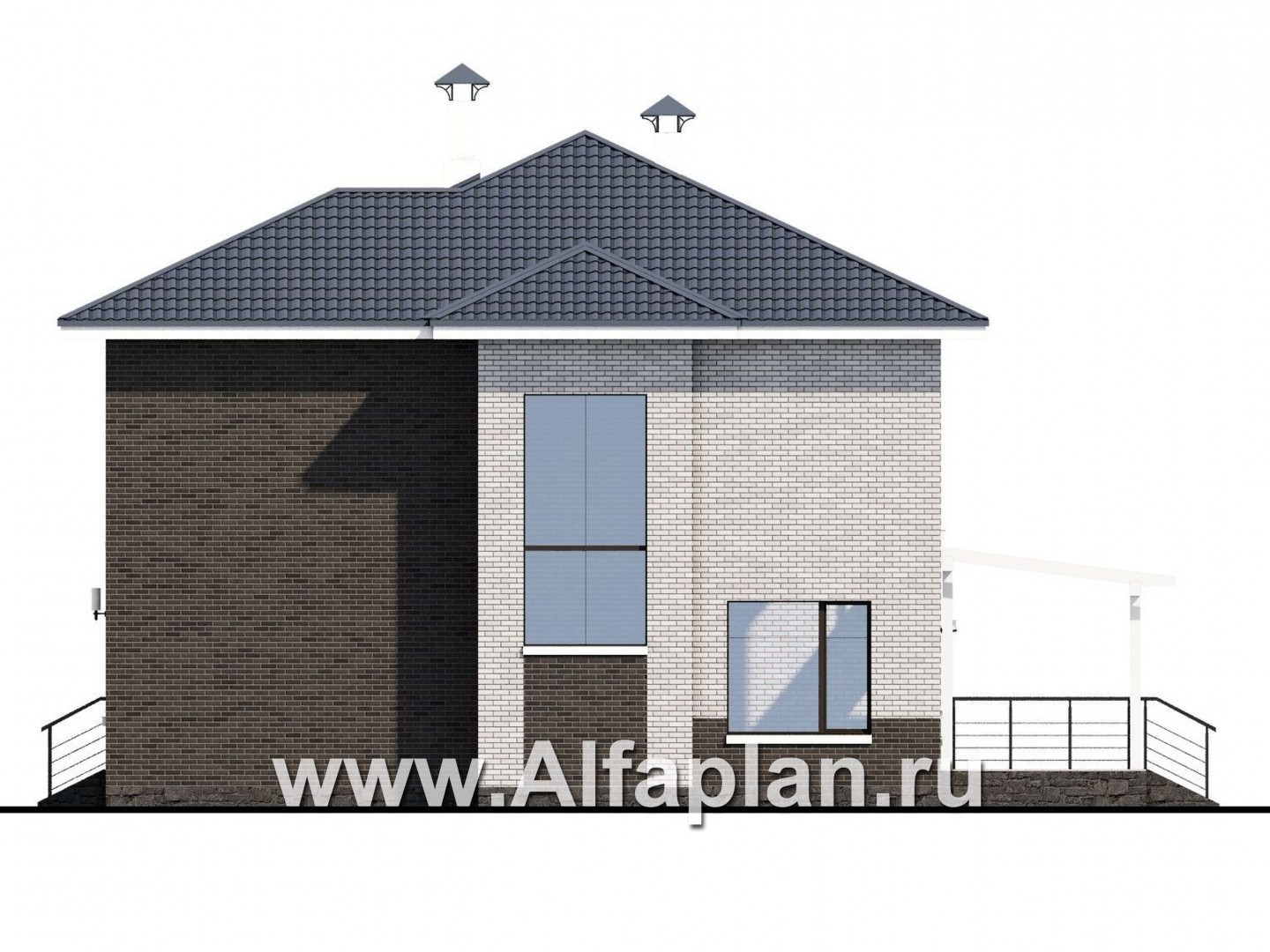 Проекты домов Альфаплан - «Вязьма»- удобный коттедж с двусветной гостиной - изображение фасада №2