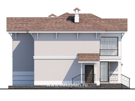«Княжна Мери» - красивый проект двухэтажного дома, открытая планировка, в стиле эклектика - превью фасада дома