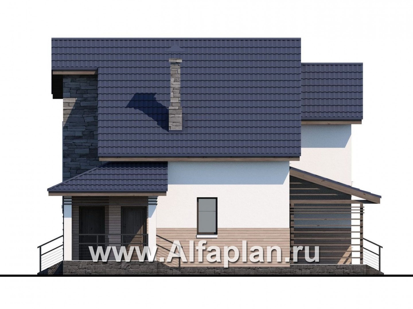 Проекты домов Альфаплан - «Территория комфорта» - Современный дом - шале - изображение фасада №2